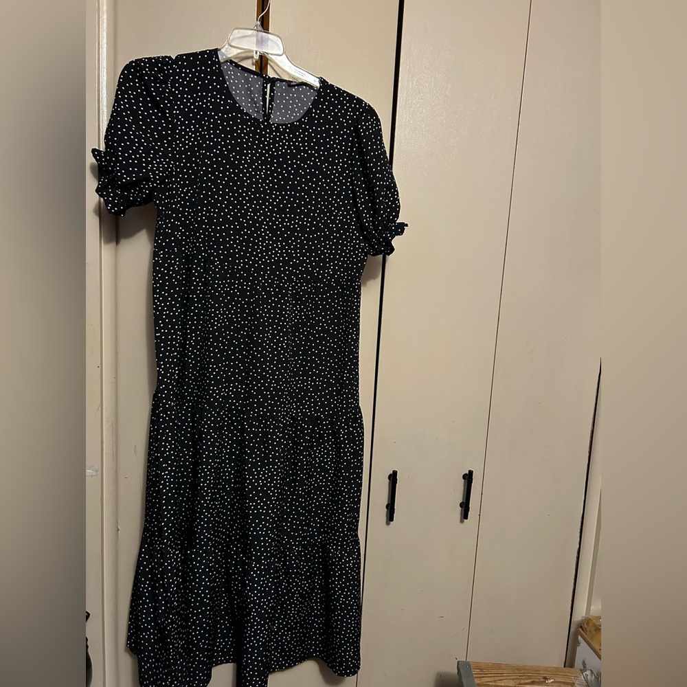 Elegant Black Polka Dot Dress
